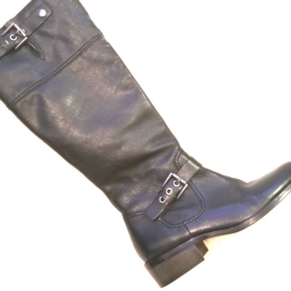 Coach Jacinda Black Leather Boots Size 8.5 - Picture 5 of 8